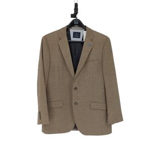 Tailorbyrd Jacquard Houndstooth Blazer Brown 46L preppy Business sports coat